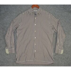 Ermenegildo Zegna Men M Brown Designer Button Up / Down Dress Shirt Check Luxury